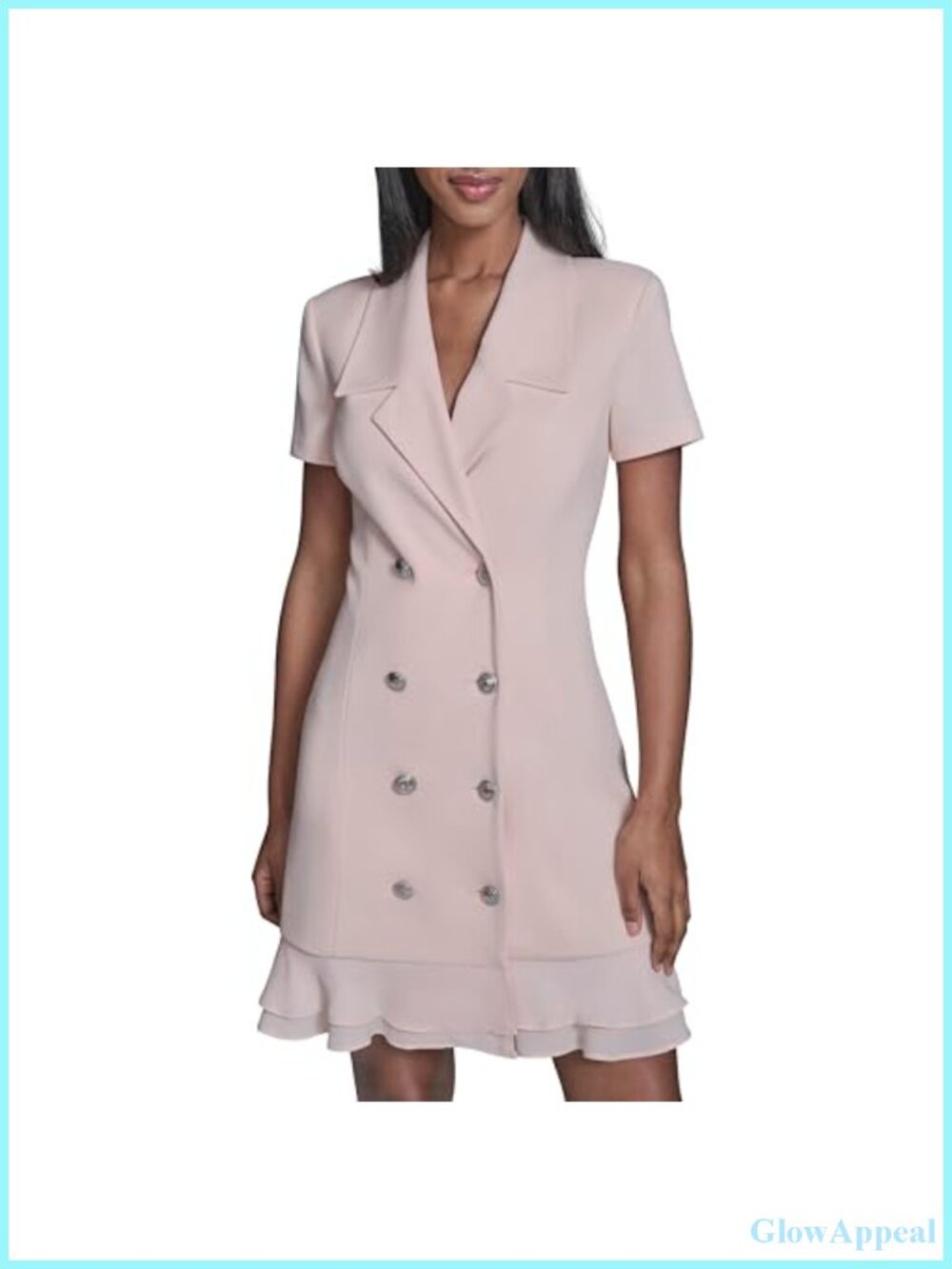 Women's Scuba Crepe Blazer Dress Notch Collar Flounce Hem Work Mini